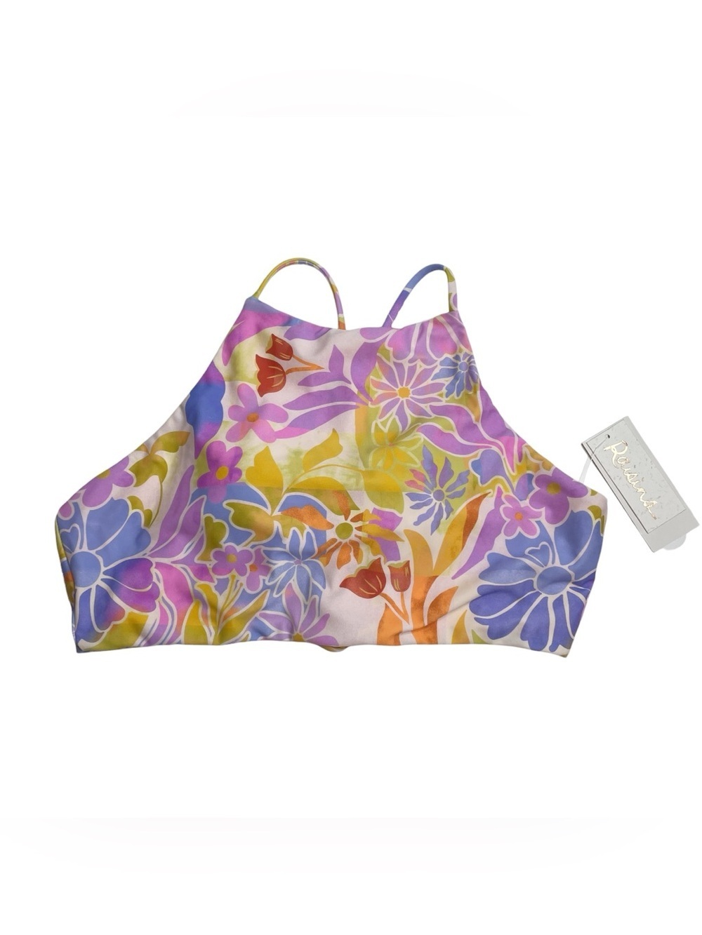 Raisins Shorebreak High-Neck Bikini Top Multicolor Floral Print Medium New